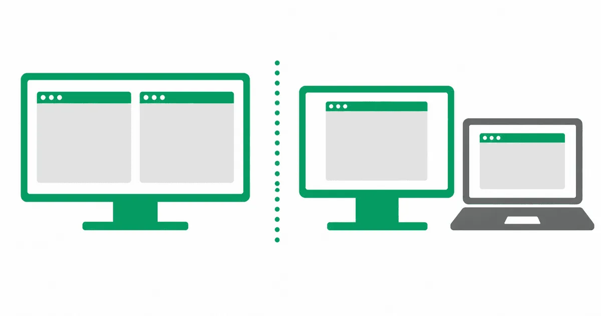 一枚の大画面へ並べる方法と、モニターとノートPCへ役割を分ける方法